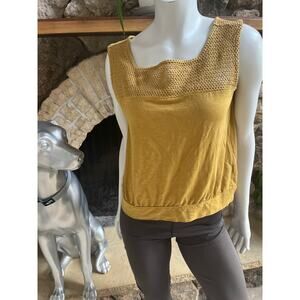 Prana Gold Yellow Knit Cotton Blend Tank Top Women’s Size Medium